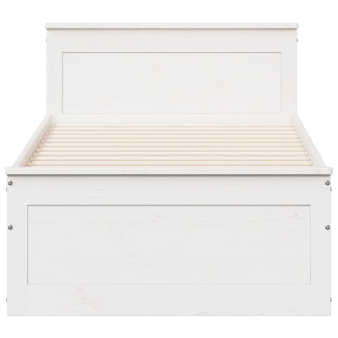 vidaXL Bed Frame without Mattress with Headboard White 90x190 cm Single Solid Wood Pine