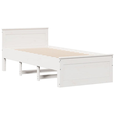 vidaXL Bed Frame without Mattress with Headboard White 90x190 cm Single Solid Wood Pine