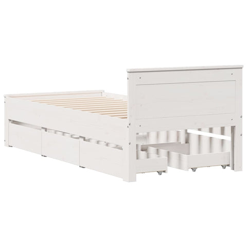 vidaXL Bed Frame without Mattress with Headboard White 90x190 cm Single Solid Wood Pine