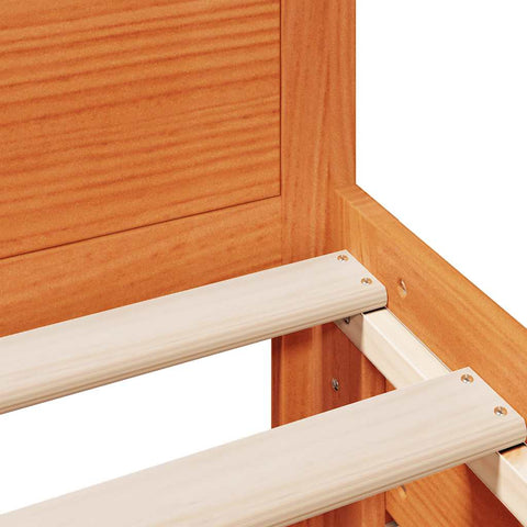 vidaXL Bed Frame without Mattress with Headboard Wax Brown 75x190 cm Small Single Solid Wood Pine