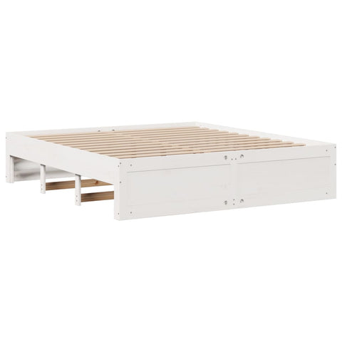 vidaXL Bed Frame without Mattress with Drawers White 180x200 cm Super King Solid Wood Pine