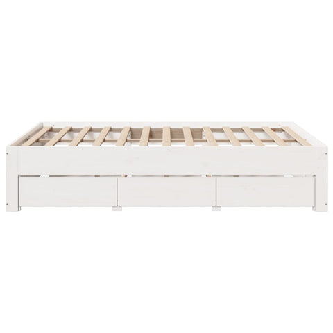 vidaXL Bed Frame without Mattress with Drawers White 160x200 cm Solid Wood Pine
