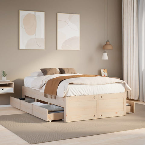 vidaXL Bed Frame without Mattress with Drawers 120x200 cm Solid Wood Pine