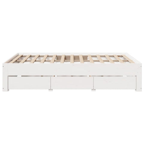 vidaXL Bed Frame without Mattress with Drawers White 140x190 cm Solid Wood Pine