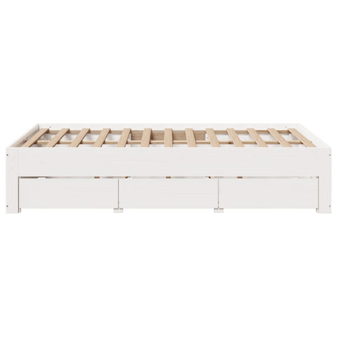 vidaXL Bed Frame without Mattress with Drawers White 135x190 cm Double Solid Wood Pine