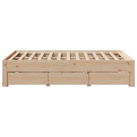 vidaXL Bed Frame without Mattress with Drawers 120x190 cm Small Double Solid Wood Pine