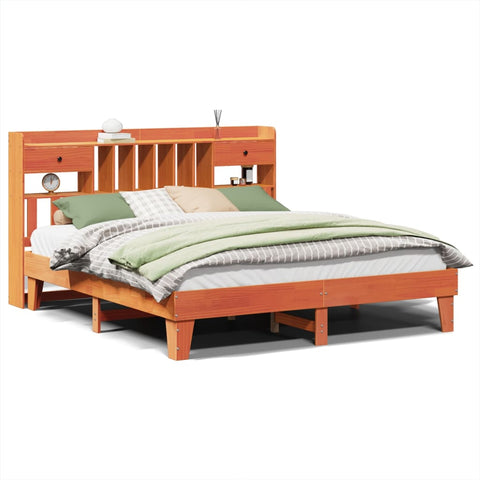 vidaXL Bed Frame without Mattress Wax Brown 200x200 cm Solid Wood Pine