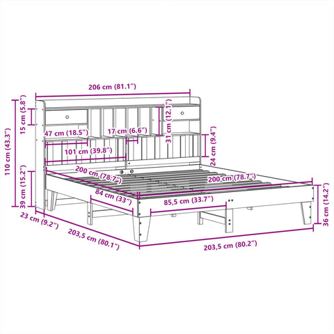 vidaXL Bed Frame without Mattress Wax Brown 200x200 cm Solid Wood Pine