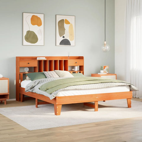 vidaXL Bed Frame without Mattress Wax Brown 180x200 cm Super King Solid Wood Pine