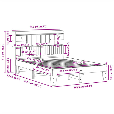 vidaXL Bed Frame without Mattress 160x200 cm Solid Wood Pine