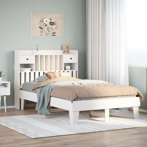 vidaXL Bed Frame without Mattress White 135x190 cm Solid Wood Pine