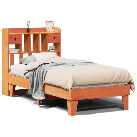 vidaXL Bed Frame without Mattress Wax Brown 75x190 cm Small Single Solid Wood Pine
