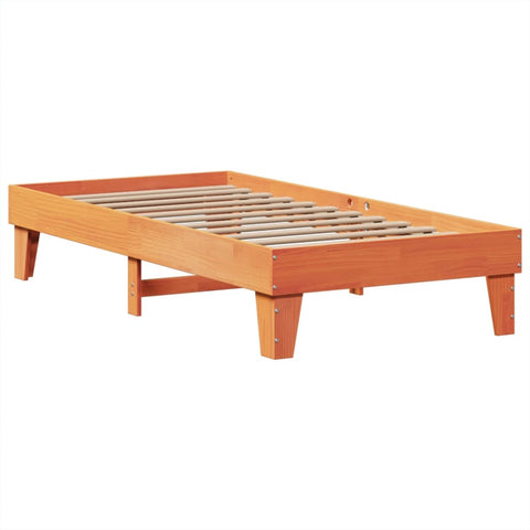 vidaXL Bed Frame without Mattress Wax Brown 75x190 cm Small Single Solid Wood Pine