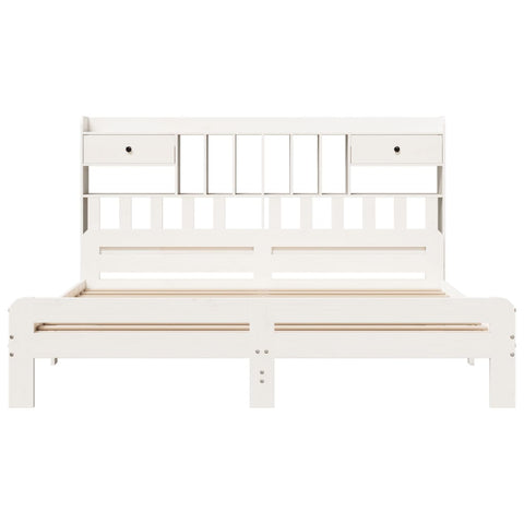 vidaXL Bookcase Bed without Mattress White 180x200 cm Super King Solid Wood Pine