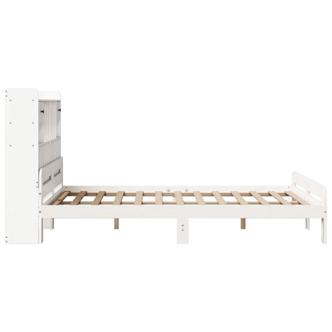 vidaXL Bookcase Bed without Mattress White 150x200 cm King Size Solid Wood Pine