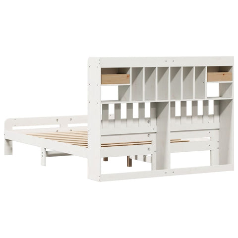 vidaXL Bookcase Bed without Mattress White 140x200 cm Solid Wood Pine