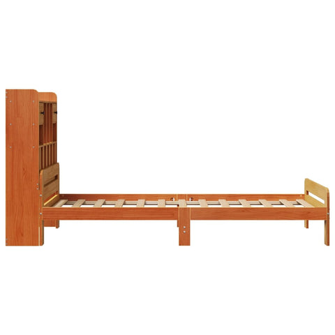 vidaXL Bookcase Bed without Mattress Wax Brown 90x200cm Solid Wood Pine