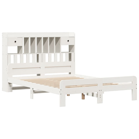 vidaXL Bookcase Bed without Mattress White 140x190 cm Solid Wood Pine
