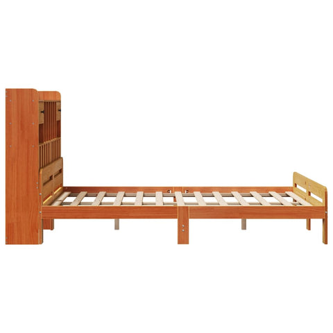 vidaXL Bookcase Bed without Mattress Wax Brown 140x190cm Solid Wood Pine