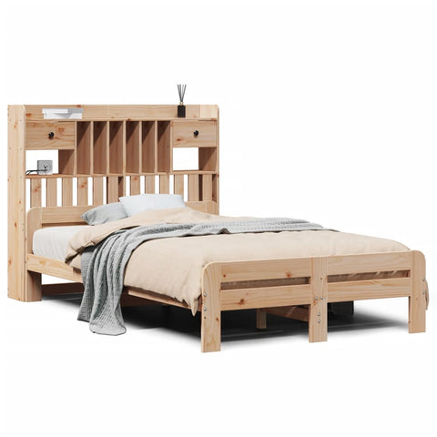 vidaXL Bookcase Bed without Mattress 135x190 cm Double Solid Wood Pine