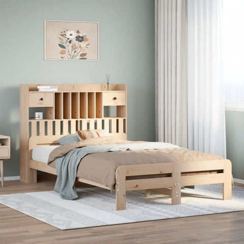 vidaXL Bookcase Bed without Mattress 135x190 cm Double Solid Wood Pine