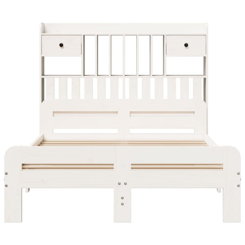 vidaXL Bookcase Bed without Mattress White 135x190 cm Double Solid Wood Pine