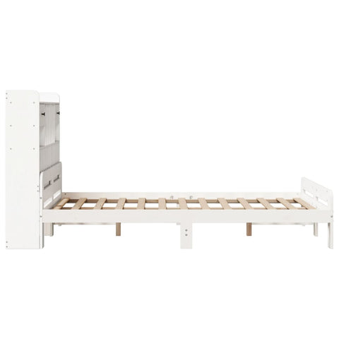 vidaXL Bookcase Bed without Mattress White 135x190 cm Double Solid Wood Pine