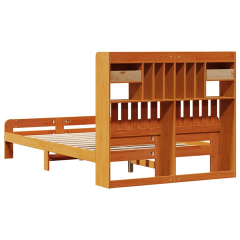 vidaXL Bookcase Bed without Mattress Wax Brown 135x190 cm Double Solid Wood Pine