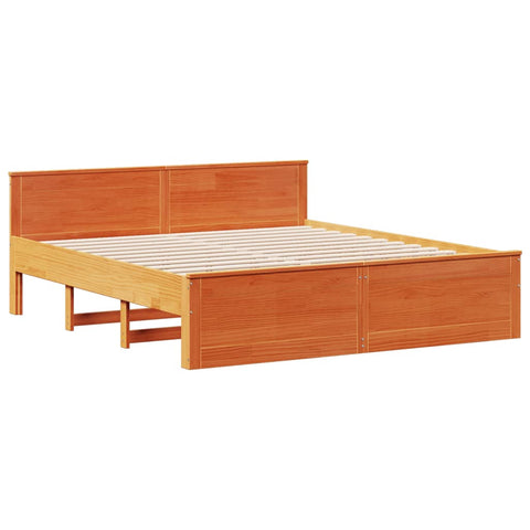 vidaXL Bookcase Bed without Mattress Wax Brown 200x200cm Solid Wood Pine