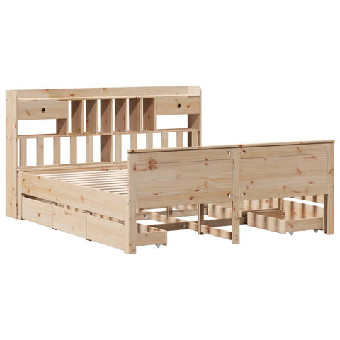 vidaXL Bookcase Bed without Mattress 180x200 cm Super King Solid Wood Pine