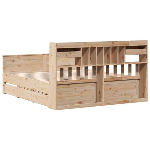 vidaXL Bookcase Bed without Mattress 180x200 cm Super King Solid Wood Pine