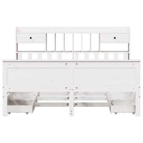 vidaXL Bookcase Bed without Mattress White 180x200 cm Super King Solid Wood Pine