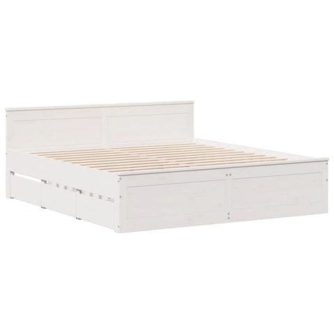 vidaXL Bookcase Bed without Mattress White 180x200 cm Super King Solid Wood Pine