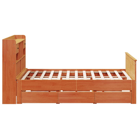 vidaXL Bookcase Bed without Mattress Wax Brown 180x200 cm Super King Solid Wood Pine