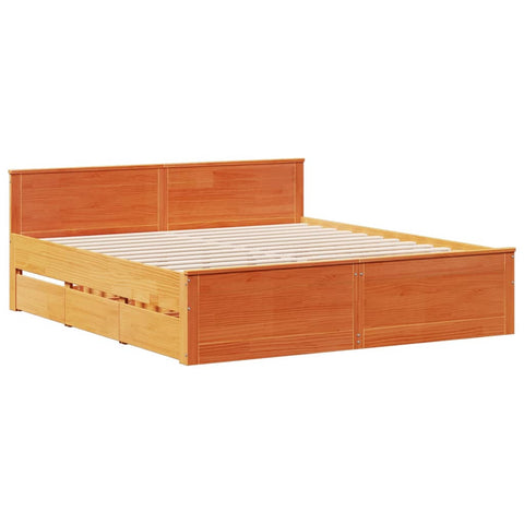 vidaXL Bookcase Bed without Mattress Wax Brown 180x200 cm Super King Solid Wood Pine