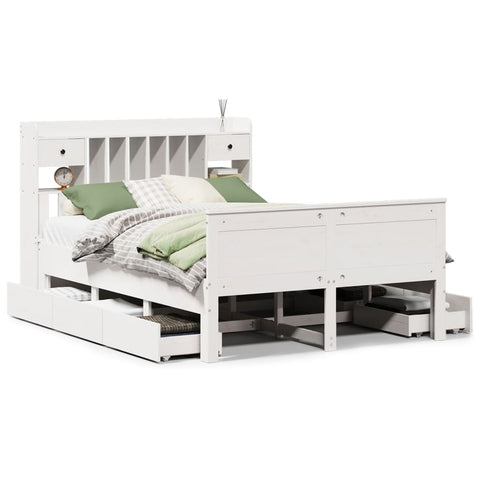 vidaXL Bookcase Bed without Mattress White 160x200 cm Solid Wood Pine