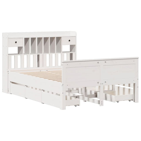 vidaXL Bookcase Bed without Mattress White 160x200 cm Solid Wood Pine