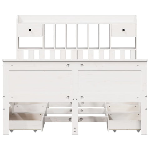 vidaXL Bookcase Bed without Mattress White 160x200 cm Solid Wood Pine