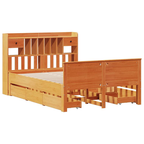 vidaXL Bookcase Bed without Mattress Wax Brown 160x200 cm Solid Wood Pine