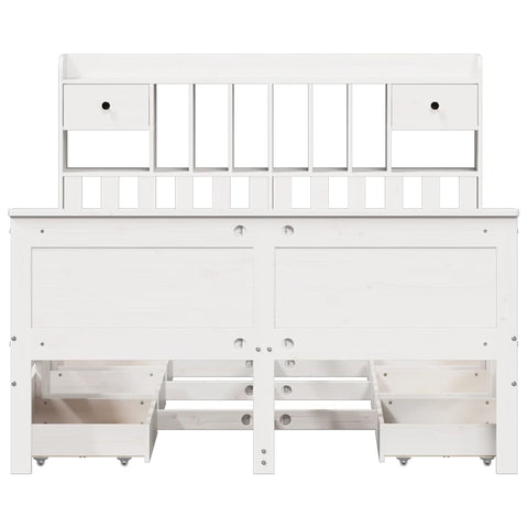 vidaXL Bookcase Bed without Mattress White 150x200 cm King Solid Wood Pine