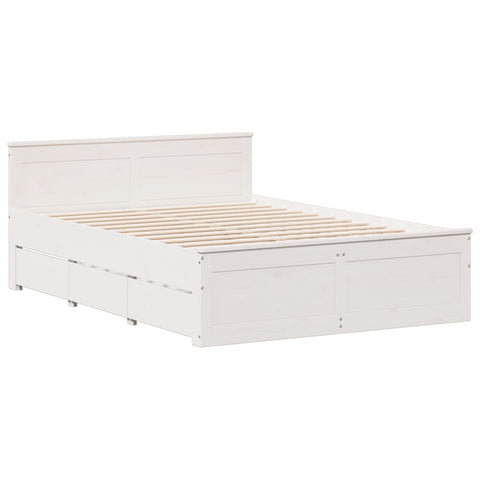 vidaXL Bookcase Bed without Mattress White 150x200 cm King Solid Wood Pine