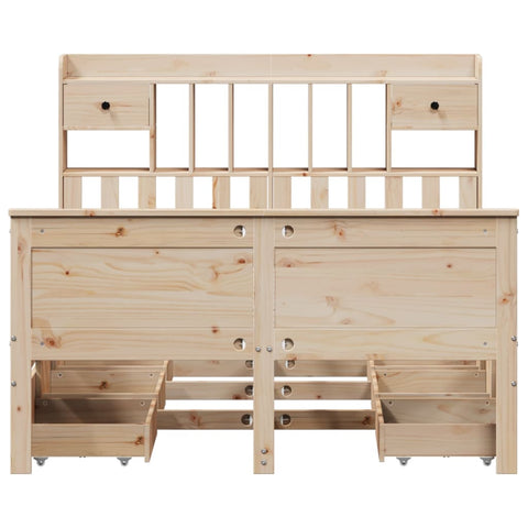 vidaXL Bookcase Bed without Mattress 140x200 cm Solid Wood Pine