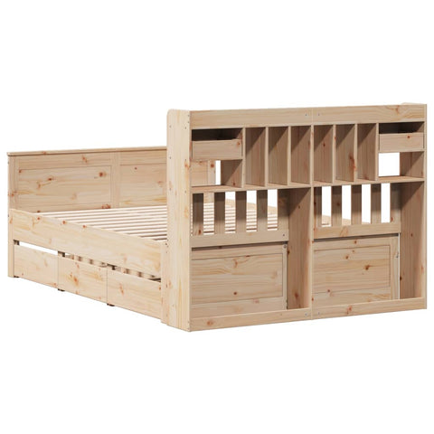vidaXL Bookcase Bed without Mattress 140x200 cm Solid Wood Pine