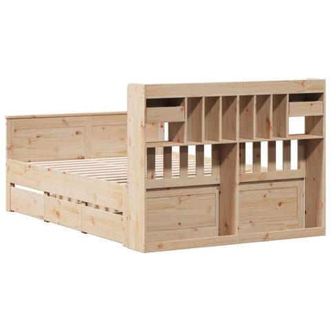 vidaXL Bookcase Bed without Mattress 140x190 cm Solid Wood Pine