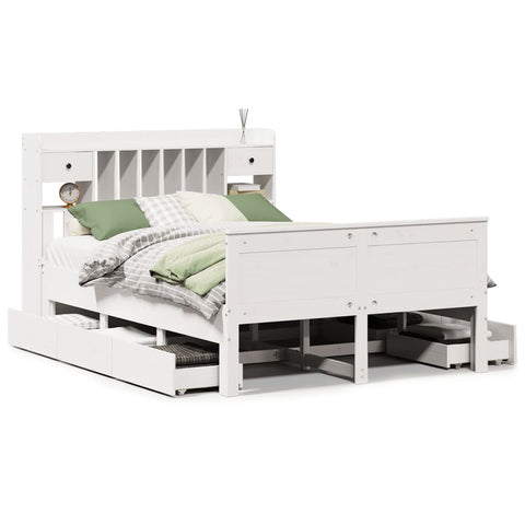 vidaXL Bookcase Bed without Mattress White 140x190 cm Solid Wood Pine