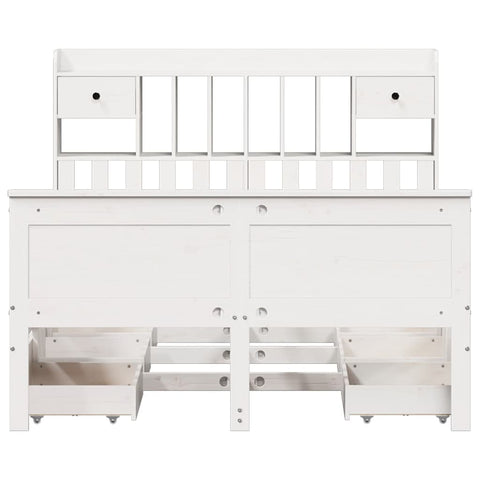 vidaXL Bookcase Bed without Mattress White 140x190 cm Solid Wood Pine