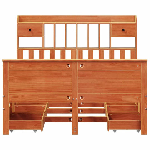 vidaXL Bookcase Bed without Mattress Wax Brown 140x190 cm Solid Wood Pine