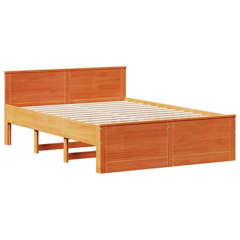 vidaXL Bookcase Bed without Mattress Wax Brown 140x190 cm Solid Wood Pine
