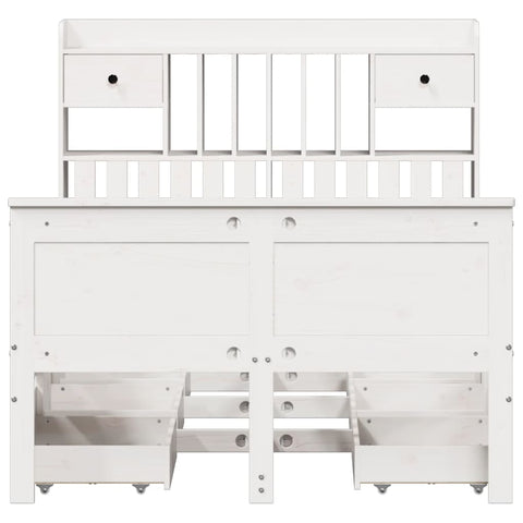 vidaXL Bookcase Bed without Mattress White 135x190 cm Double Solid Wood Pine