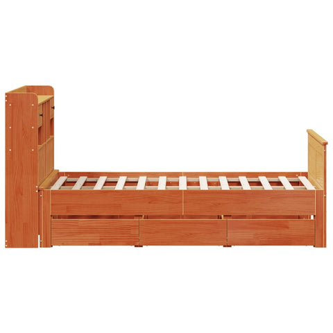 vidaXL Bookcase Bed without Mattress Wax Brown 135x190 cm Double Solid Wood Pine